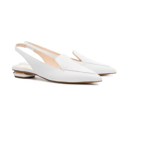 New in Box Nicholas Kirkwood Beya Textured-leather Slingback Flats In White$540 - Picture 4 of 14